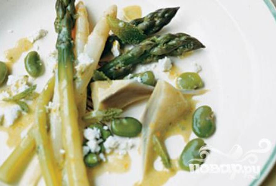 Салат из спаржи, артишоков и фасоли