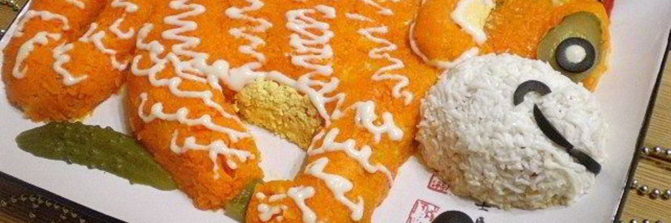 Салат Обезьянка с рисом и курицей