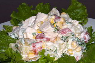 Салат с ананасами и курицей