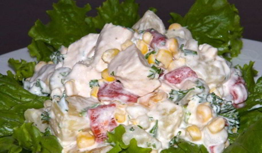 Рецепт салат с ананасами и курицей