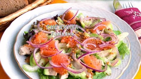 ШАГ 7. салат с авокадо, курицей, сельдереем и грейпфрутом