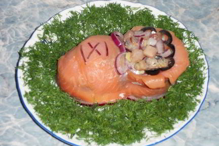 Салат торт с семгой Башмачок