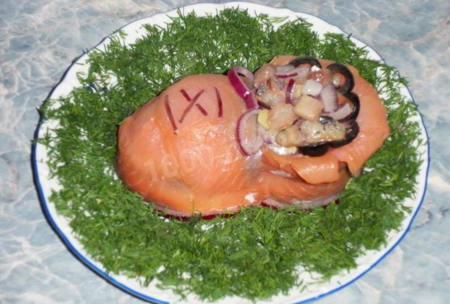 Салат торт с семгой Башмачок