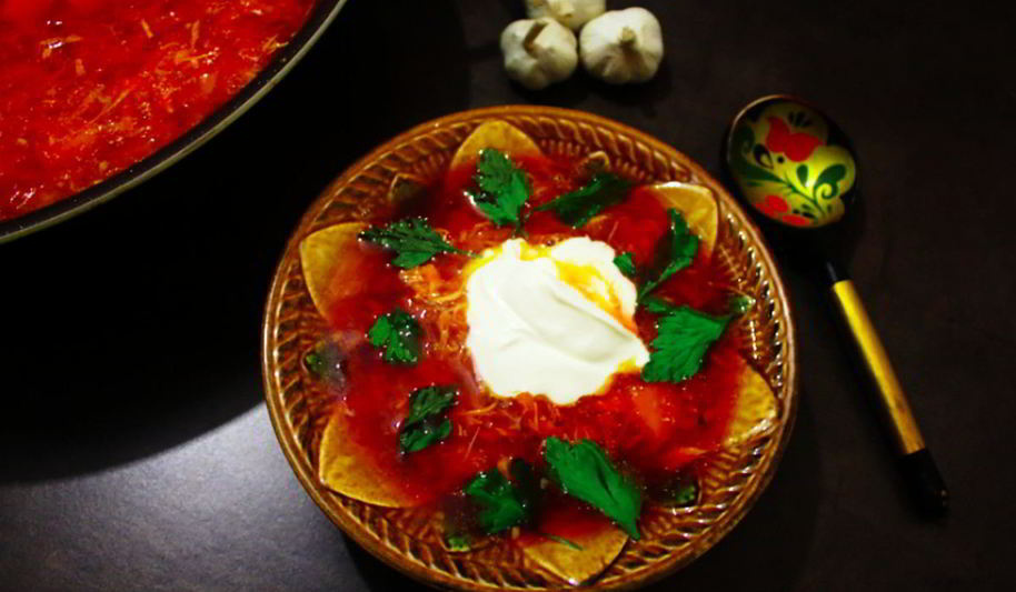 Рецепт борщ на курином бульоне и сале