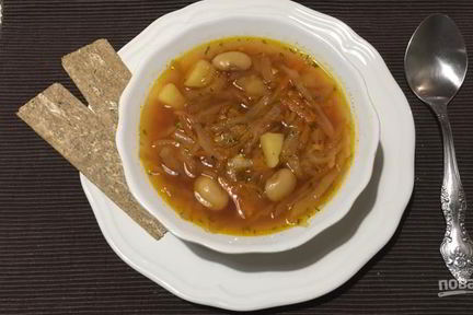 Борщ постный с фасолью