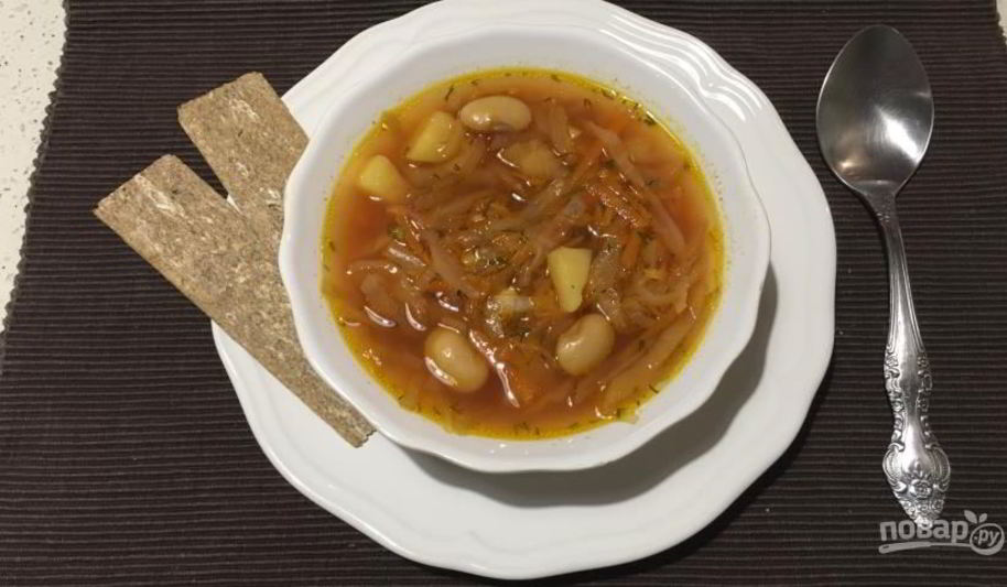 Рецепт борщ постный с фасолью