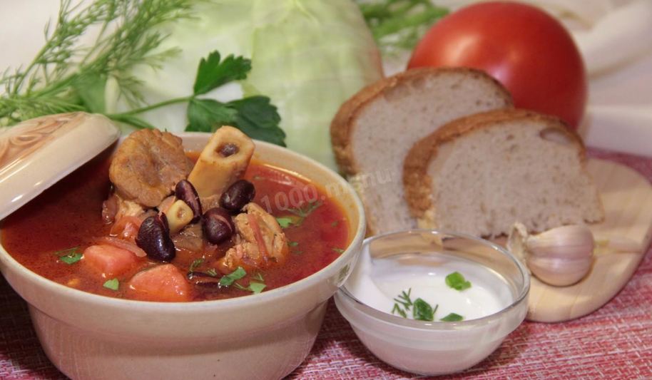 Рецепт борщ с фасолью и курицей