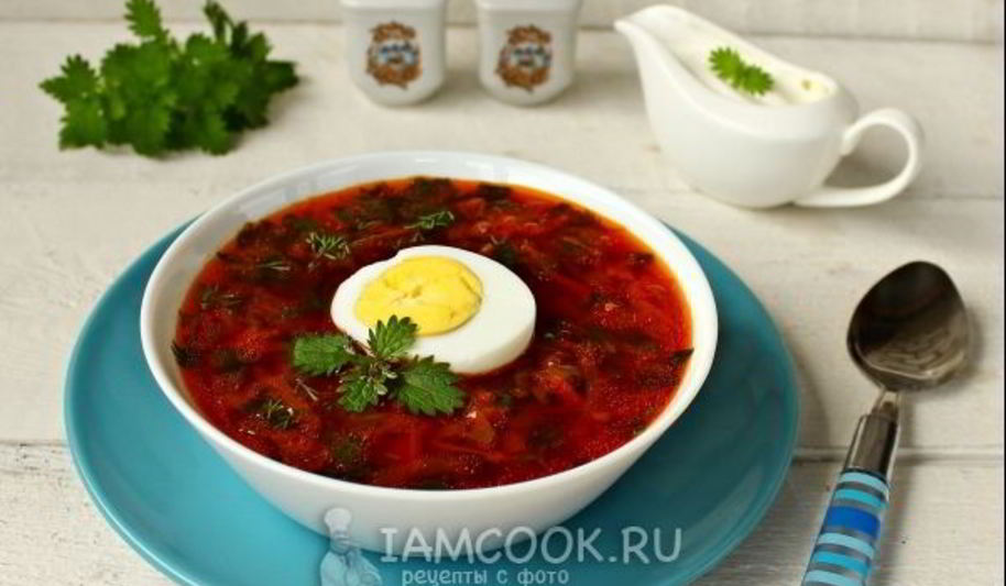Рецепт борщ со свеклой, крапивой и яйцом