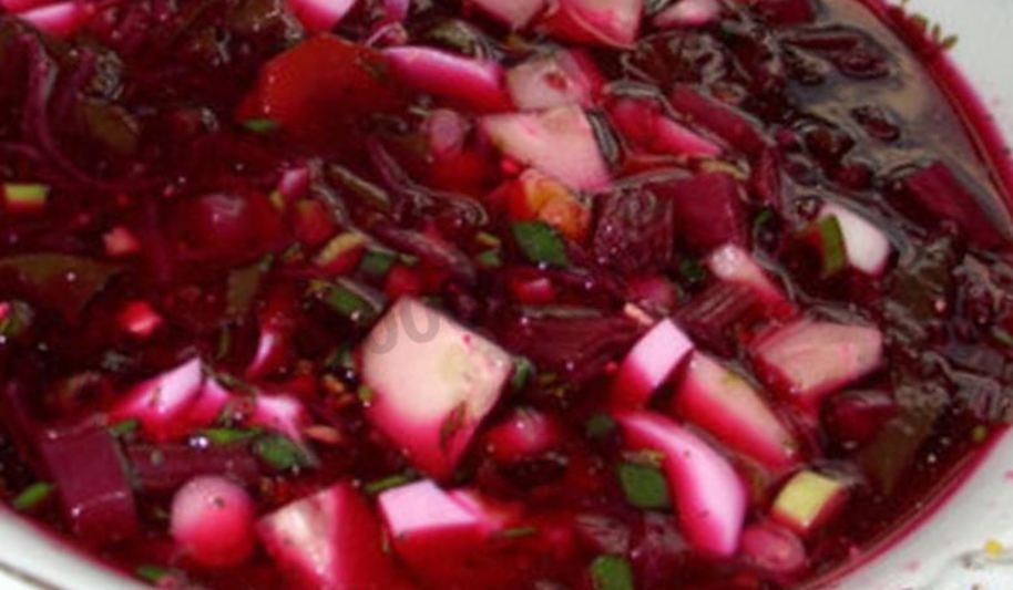 Рецепт холодный борщ с колбасой