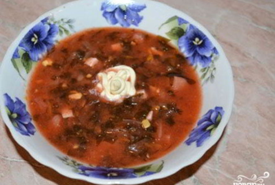 Постный борщ со щавелем