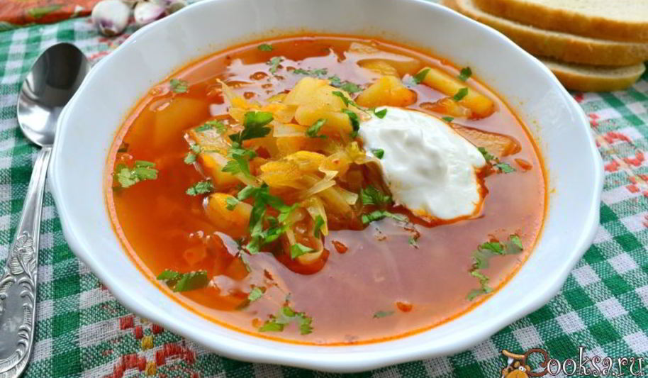 Рецепт постный летний борщ без мяса