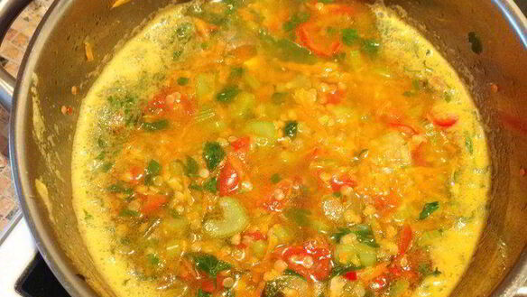 ШАГ 6. чечевичный суп с томатами