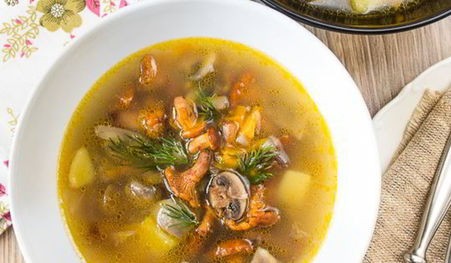 Рецепт грибной суп с лисичками и шампиньонами