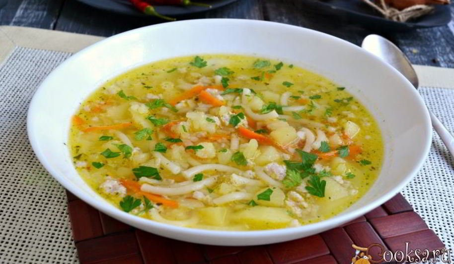 Рецепт картофельный суп с фаршем и вермишелью