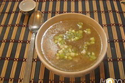 Китайский суп с грибами и курицей