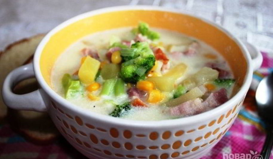 Рецепт сливочный суп с брокколи и беконом