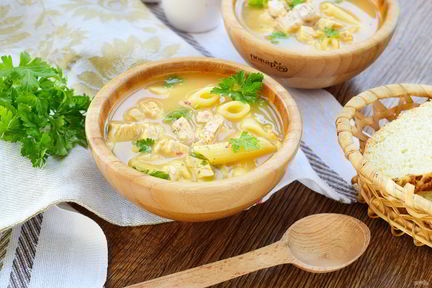 Куриный суп-пюре с макаронами