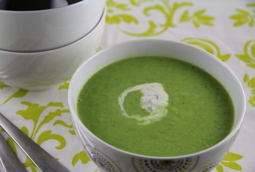 Очень овощной суп-пюре из зеленого горошка