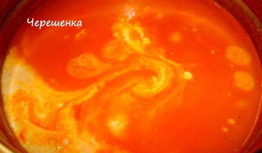 Рецепт томатный суп-пюре с макарошками