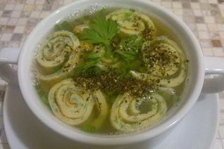 Суп с блинной лапшой