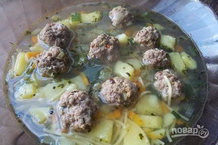 Суп с фрикадельками из говядины