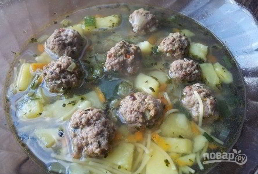 Суп с фрикадельками из говядины