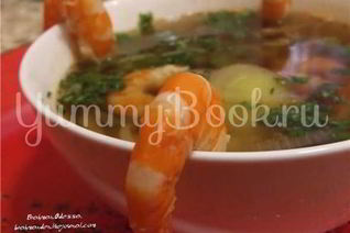 Суп с креветками и овощами