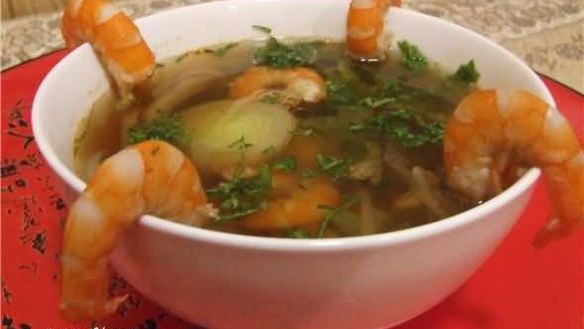 ШАГ 37. суп с креветками и овощами