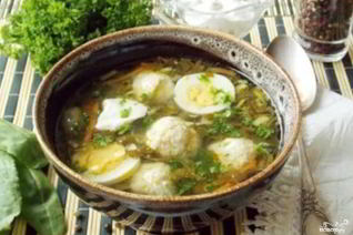 Суп со щавелем и фрикадельками