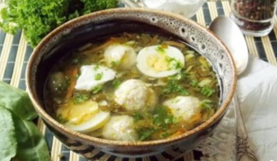 Рецепт суп со щавелем и фрикадельками