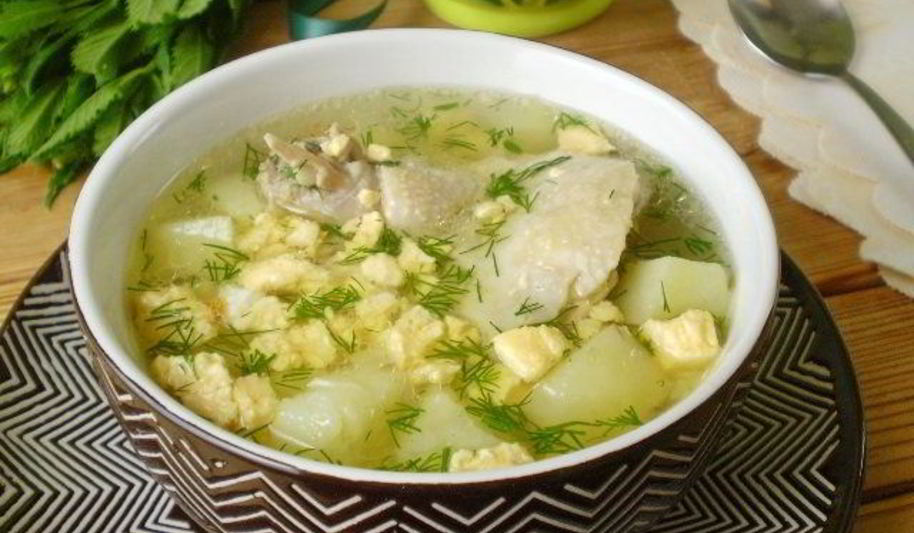 Рецепт яичный суп с курицей