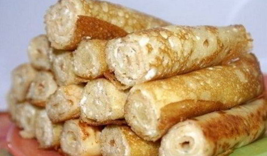 Рецепт блинчики на кефире с творожным сыром