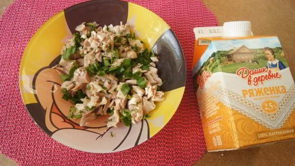 ШАГ 4. блинчики на ряженке с куриным припеком