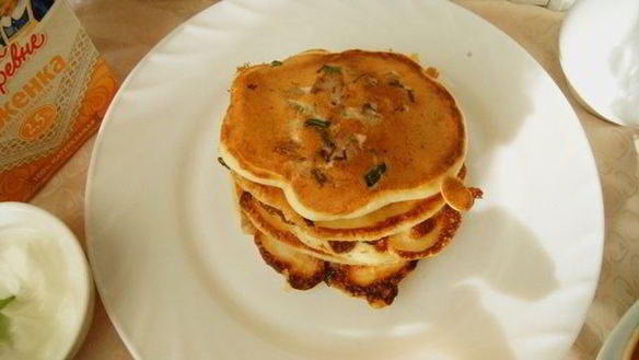 ШАГ 6. блинчики на ряженке с куриным припеком