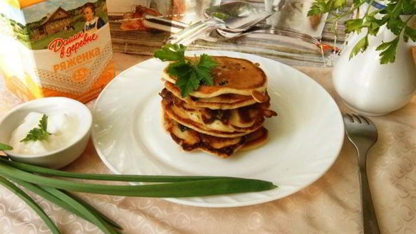 ШАГ 7. блинчики на ряженке с куриным припеком