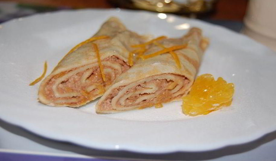 Рецепт блинчики с апельсиново-ореховой начинкой