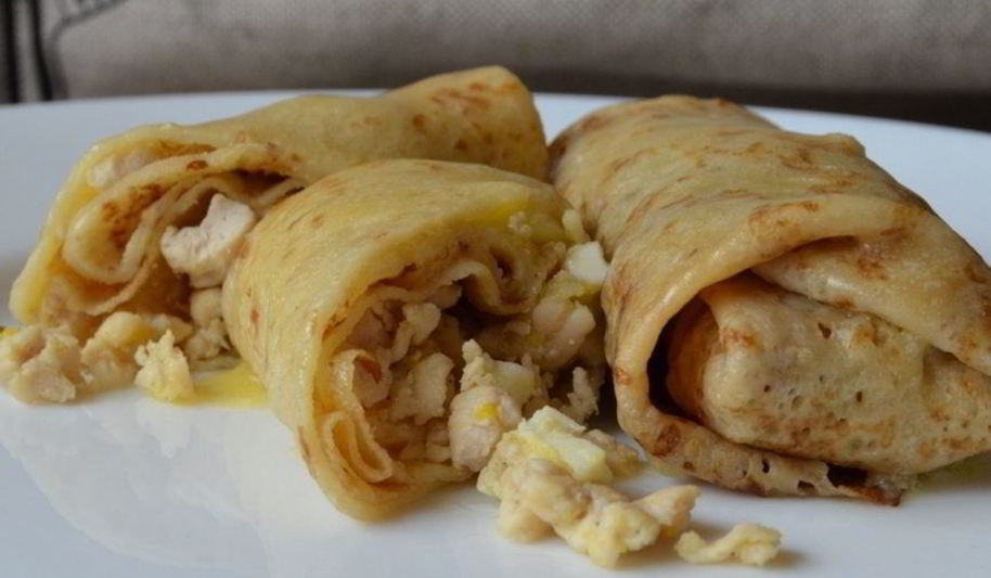 Рецепт блинчики с фаршем и яйцом