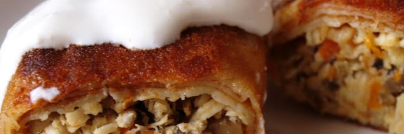 Блинчики с курицей и грибами