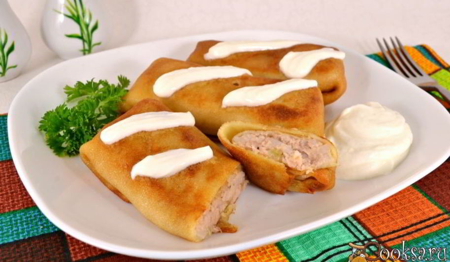 Рецепт блинчики с мясом и рисом