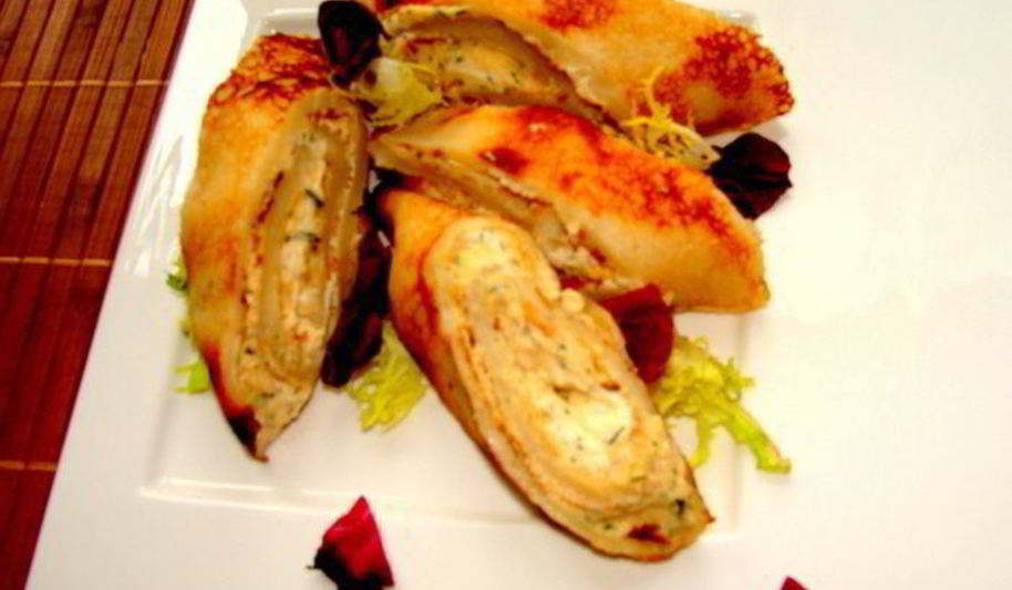 Рецепт блинчики с семгой на закуску