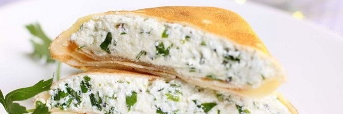Блинчики с творогом и зеленью