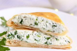 Блинчики с творогом и зеленью