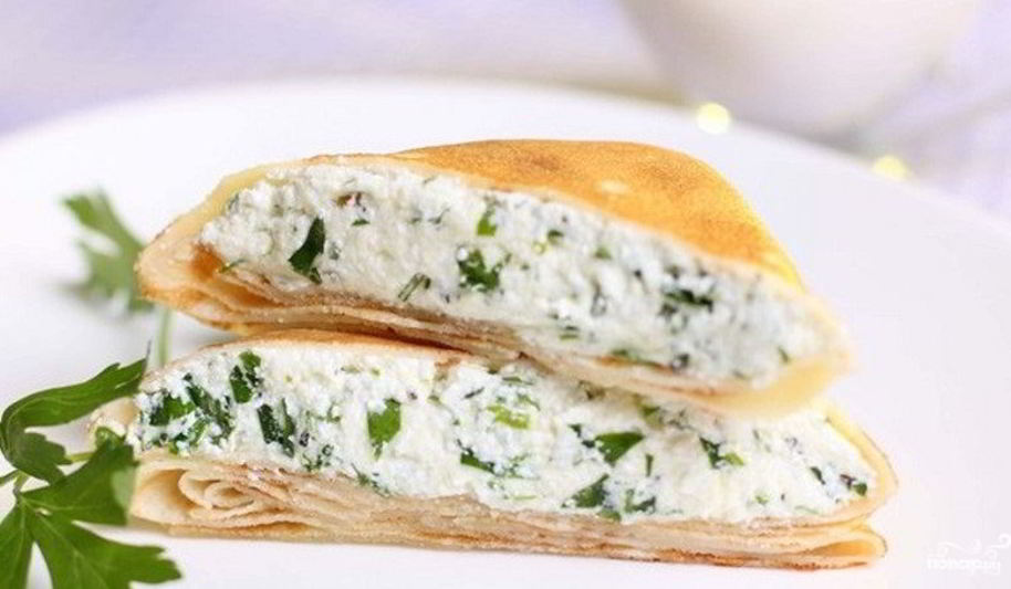 Рецепт блинчики с творогом и зеленью
