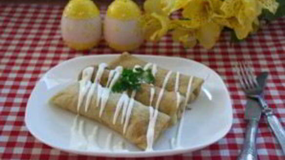 ШАГ 9. блинчики со шпинатом, беконом и грибами