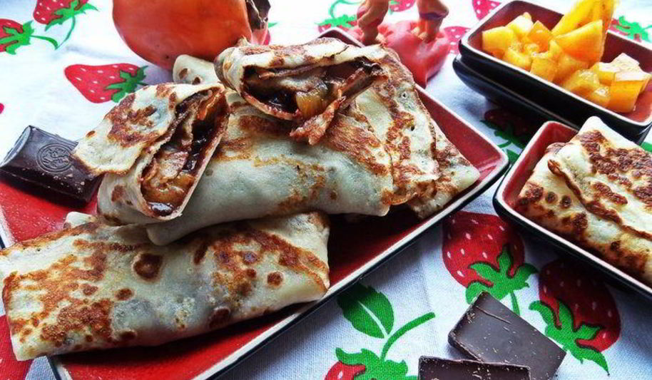 Рецепт блины с хурмой и шоколадом