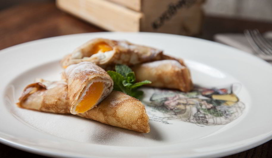 Рецепт блины с персиками и рикоттой