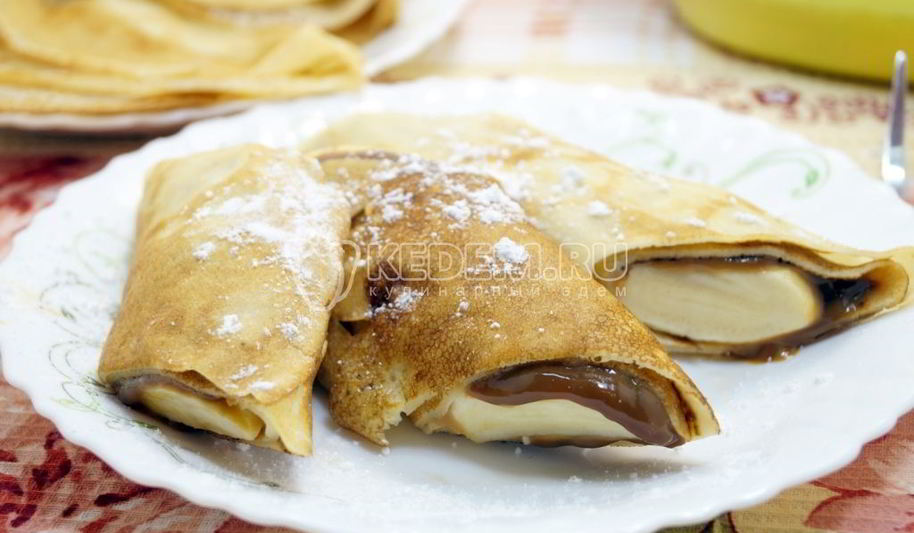 Рецепт блины с вареной сгущенкой и бананом