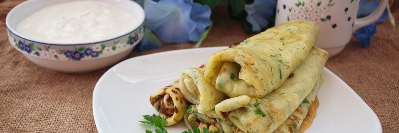 Сырные блины с зеленью