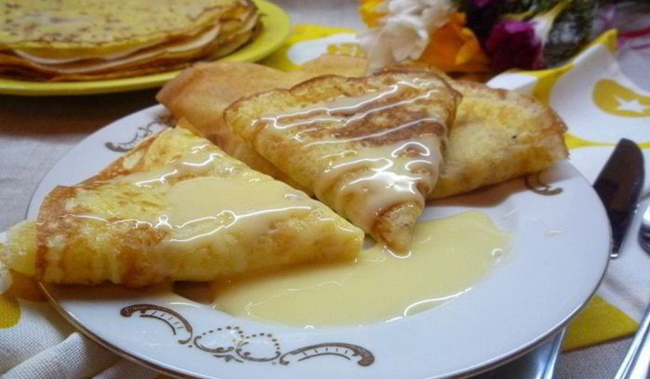 Рецепт тонкие крахмальные блинчики на сливках