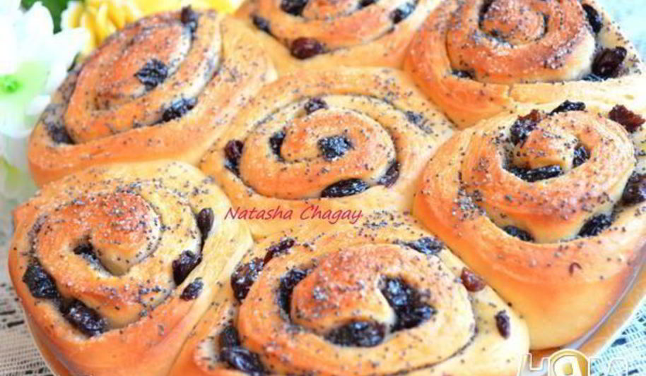 Рецепт булочки с маком и изюмом